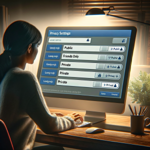 A person adjusting privacy settings on a social media platform on their computer.
