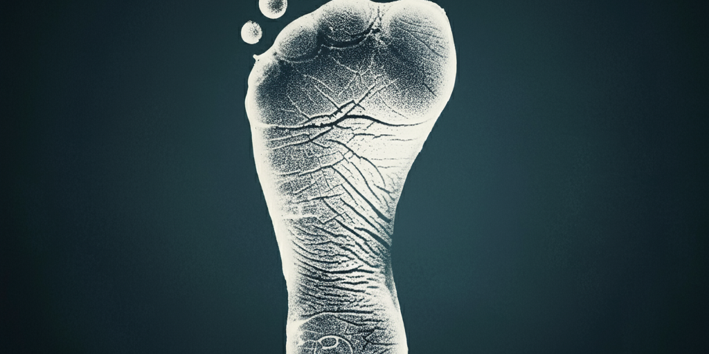 A visual representation of a human footprint symbolizing the concept of digital footprints and their impact on online privacy.