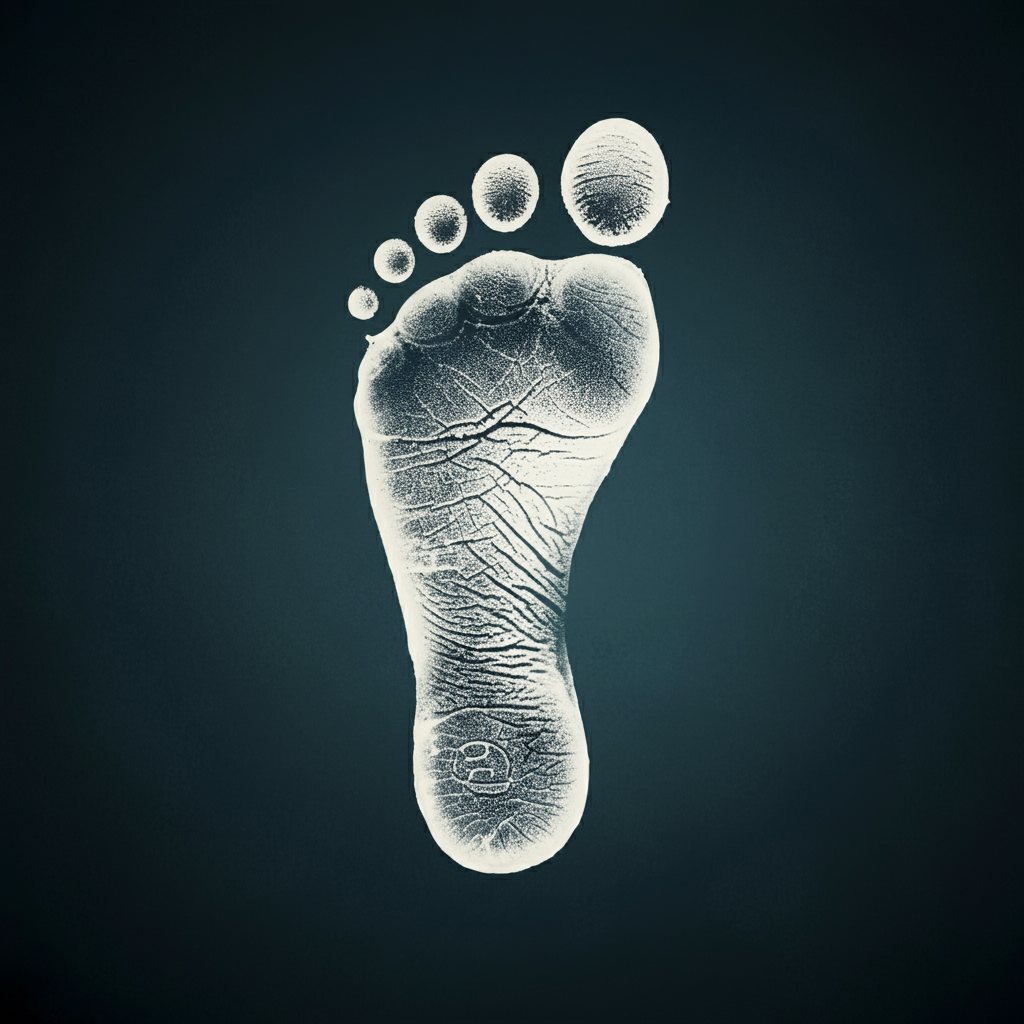 A visual representation of a human footprint symbolizing the concept of digital footprints and their impact on online privacy.
